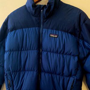 Patagonia Men's Small Fitz Roy Down Parka - Two-Toned Blue Puffer Jacket